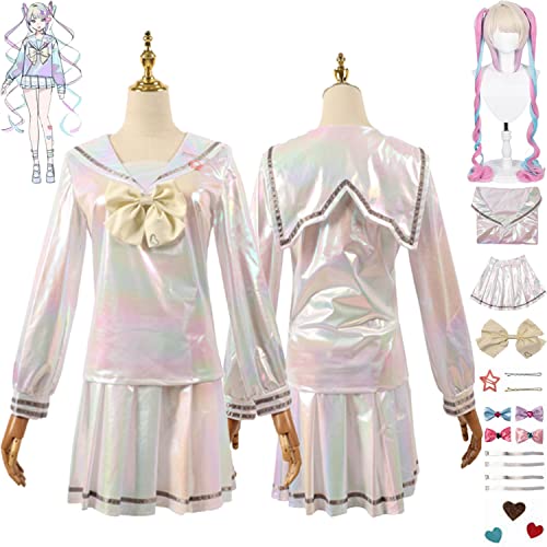 bbganlian Needy Girl Overdose KANgel Cosplay Kostüm Outfit Spiel Charakter Ame-chan Uniform Komplettes Set Halloween Karneval Party Dress Up Anzug mit Perücke für Frauen (L) von bbganlian