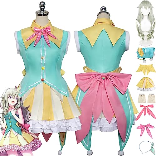 bbganlian Spiel Charakter Kusangai Nene Cosplay Kostüm Outfit Projekt Sekai bunte Bühne Uniform Full Set Halloween Dress Up Anzug mit Kopfschmuck Perücke für Frauen Mädchen (M) von bbganlian