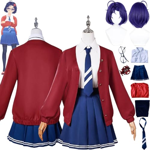 bbganlian Spiel Charakter Mila Cosplay Kostüm Outfit Mita Rollenspiel JK Uniform Komplettes Set Halloween Party Karneval Dress Up Anzug mit Perücke Kopfschmuck Brille für Frauen (XXL) von bbganlian