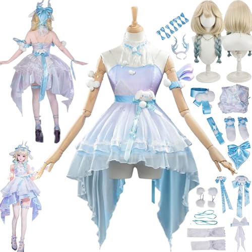 bbganlian Spiel Charakter Yao Neue Haut Cosplay Kostüm Outfit Lady Sun Rollenspiel Uniform Komplettes Set Halloween Party Karneval Dress Up Anzug mit Perücke Kopfschmuck für Frauen (XL) von bbganlian