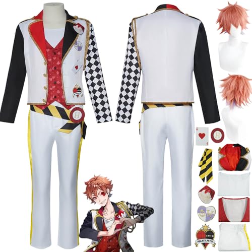 bbganlian Spielcharakter Ace Trappola Cosplay Kostüm Outfit Twisted Wonderland Rollenspiel JK Uniform Komplettes Set Halloween Party Karneval Dress Up Anzug mit Perücke für Männer (M) von bbganlian