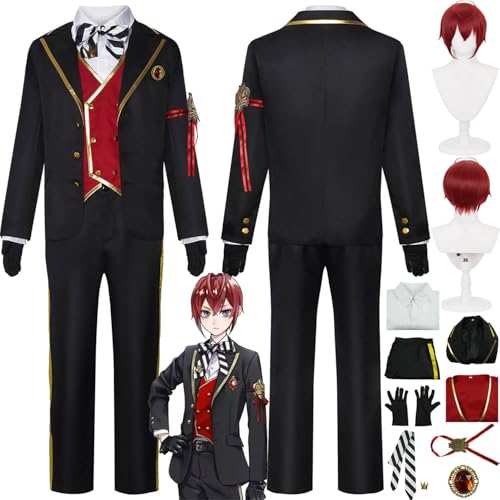 bbganlian Spielcharakter Riddle Rosehearts Cosplay Kostüm Outfit Twisted Wonderland Rollenspiel JK Uniform Komplettes Set Halloween Karneval Dress Up Anzug mit Perücke für Männer (M) von bbganlian