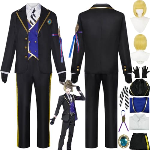 bbganlian Spielcharakter Rook Hunt Cosplay Kostüm Outfit Twisted Wonderland Rollenspiel JK Uniform Komplettes Set Halloween Party Karneval Dress Up Anzug mit Perücke für Männer (XXL) von bbganlian