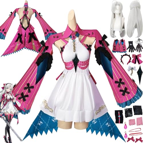 bbganlian Wuthering Waves Carlotta Montelli Cosplay Kostüm Outfit Spiel Charakter Uniform Komplettes Set Halloween Party Karneval Dress Up Anzug mit Perücke Kopfschmuck für Frauen (M) von bbganlian
