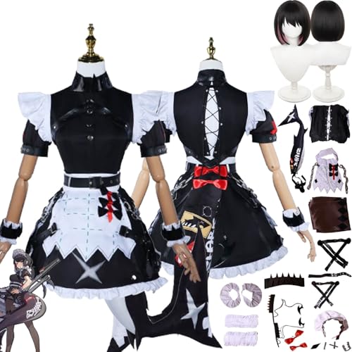 bbganlian Zenless Zone Zero Ellen Joe Cosplay Kostüm Outfit Spiel Charakter Uniform Komplettes Set Halloween Dress Up Anzug mit Perücke Kopfschmuck Schwanz für Frauen Mädchen (M) von bbganlian