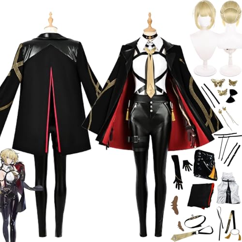 bbganlian Zenless Zone Zero Evelyn Chevalier Cosplay Kostüm Outfit Spiel Charakter Uniform Komplettes Set Halloween Party Karneval Dress Up Anzug mit Perücke Kopfschmuck für Frauen (XL) von bbganlian