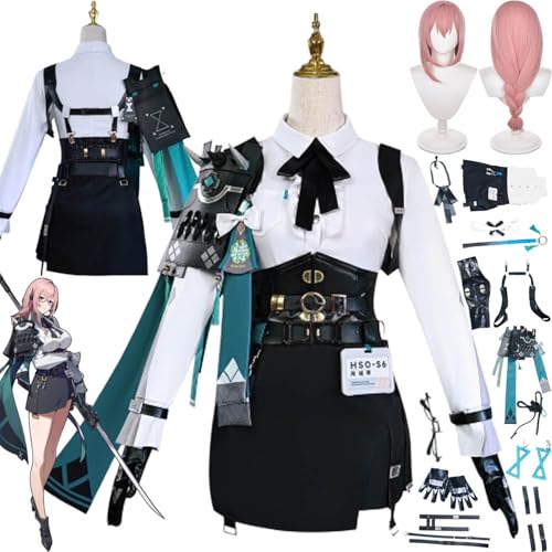 bbganlian Zenless Zone Zero Tsukishiro Yanagi Cosplay Kostüm Outfit Spiel Charakter Uniform Komplettes Set Halloween Karneval Dress Up Anzug mit Perücke Brille Ohrringe für Frauen (XXL) von bbganlian