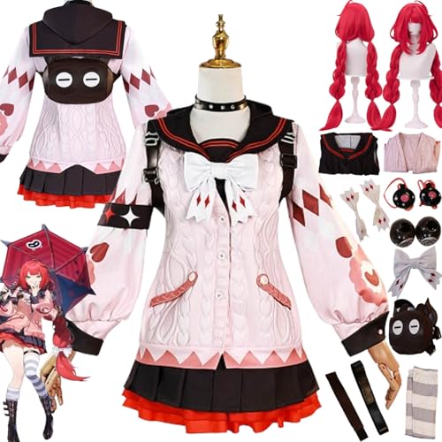 bbganlian Zenless Zone Zero Ukinami Yuzuha Cosplay Kostüm Outfit Spiel Charakter Uniform Komplettes Set Halloween Party Karneval Dress Up Anzug mit Perücke Rucksack für Frauen (L) von bbganlian