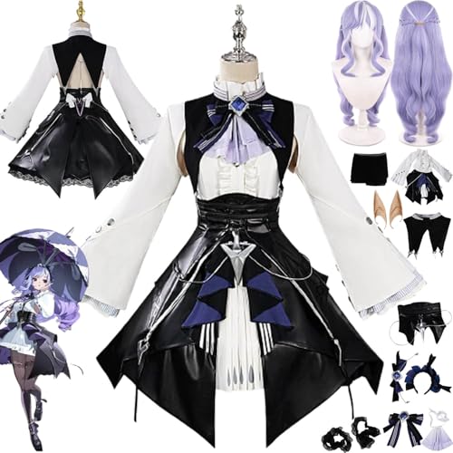 bbganlian Zenless Zone Zero Vivian Cosplay Kostüm Outfit Spiel Charakter Uniform Komplettes Set Halloween Karneval Dress Up Anzug mit Perücke Kopfschmuck Elfenohren für Frauen (XXL) von bbganlian