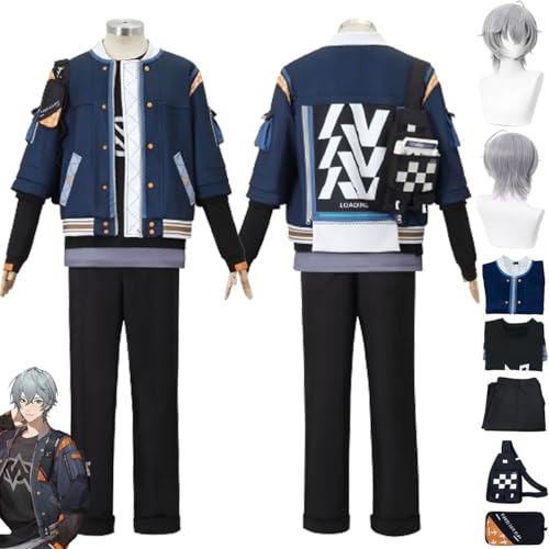 bbganlian Zenless Zone Zero Wise Cosplay Kostüm Outfit Spiel Charakter Uniform Komplettes Set Halloween Party Karneval Dress Up Anzug mit Perücke Umhängetasche für Männer Jungen (S) von bbganlian
