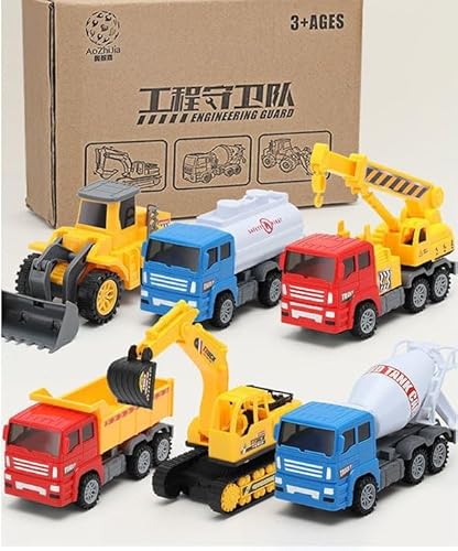 6-teiliges Baufahrzeug-Set – Erstelle Deine eigene Baustelle mit Betonmischer, Bagger, Kipper, Radlader und mehr – Perfekt für kleine Bauherren! von be yourself