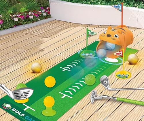 Minigolf Set, Minigolf für Zuhause, Mini Golf Set Toy für Kinder, 18 Stücke Golfkoffer Spiel mit 3 Einziehbaren Golfclubs, Outdoor Golf Golfspiel Sportspielzeug für Jungen Mädchen von bechoanigel