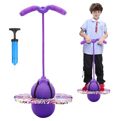 Pogo Stick für Kinder,Pogo mit Griffen,100KG ausgeglichen und koordiniert Bouncing,Griffe sind verstellbar Ausgestattet für Kinder und Erwachsene,Die zum Trainieren der Gleichgewichtsfähigkeit (Lila) von bechoanigel