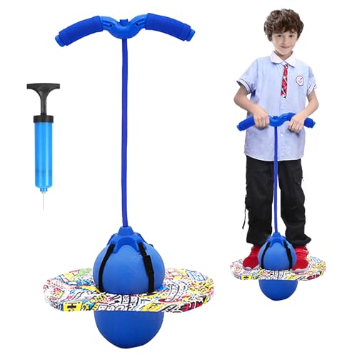Pogo Stick für Kinder,Pogo mit Griffen,100KG ausgeglichen und koordiniert Bouncing,Griffe sind verstellbar Ausgestattet für Kinder und Erwachsene,Die zum Trainieren der Gleichgewichtsfähigkeit (Blau) von bechoanigel