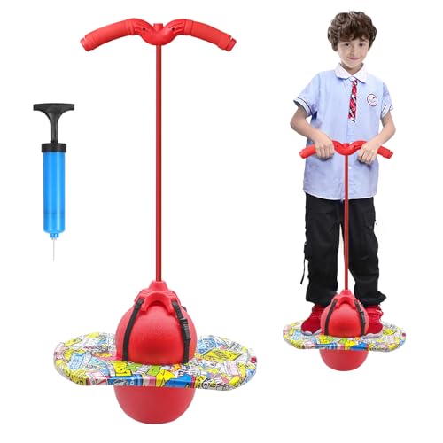 Pogo Stick für Kinder,Pogo mit Griffen,100KG ausgeglichen und koordiniert Bouncing,Griffe sind verstellbar Ausgestattet für Kinder und Erwachsene,Die zum Trainieren der Gleichgewichtsfähigkeit (Rot) von bechoanigel