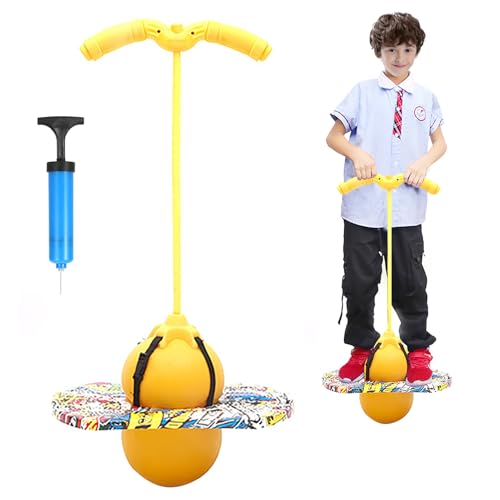 Pogo Stick für Kinder,Pogo mit Griffen,100KG ausgeglichen und koordiniert Bouncing,Griffe sind verstellbar Ausgestattet für Kinder und Erwachsene,Die zum Trainieren der Gleichgewichtsfähigkeit (Gelb) von bechoanigel