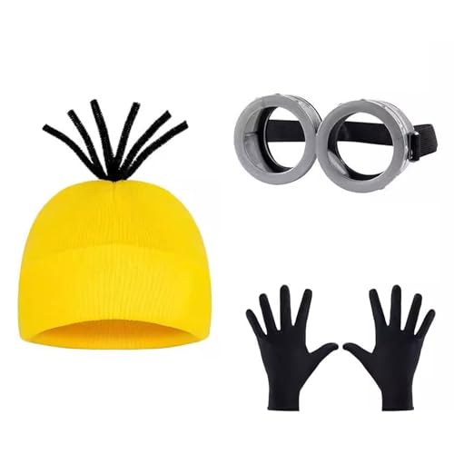 bechoanigel Karneval Kostüm Zubehör 3 Stück, Film Cosplay Zubehör Brille Gelber Mütze Handschuhe, Karneval Kostüm für Damen Herren Kinder, Karnevalskostüm Zubehör für Party Cosplay bechoanigel Karneval Kostüm Zubehör 3 Stück, Film Cosplay Zubehör Brille Gelber Mütze Handschuhe, Karneval Kostüm für Damen Herren Kinder, Karnevalskostüm Zubehör für Party Cosplay von bechoanigel