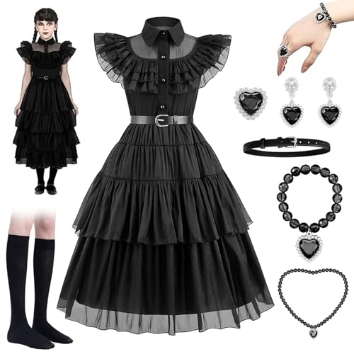 bechoanigel Mittwochskostüm für Kinder, Mädchen Halloween Kostüm, Mädchen-Halloween Kostüm für Mittwoch, Addans-Kleid, Gothic Lolita Kleid, Mädchen, Mittwochskostüm bechoanigel Mittwochskostüm für Kinder, Mädchen Halloween Kostüm, Mädchen-Halloween Kostüm für Mittwoch, Addans-Kleid, Gothic Lolita Kleid, Mädchen, Mittwochskostüm von bechoanigel