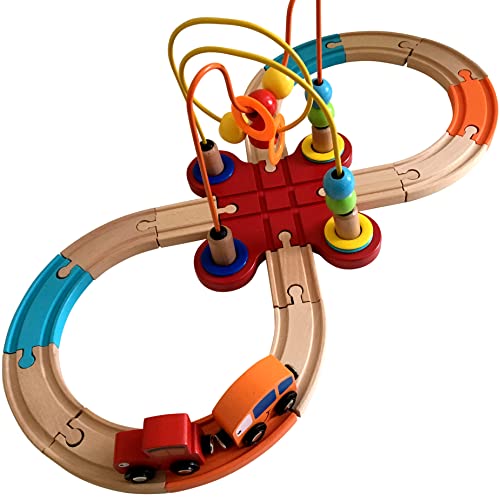Holzzug Kinderspielzeug | Eisenbahn-Aktivitätszug mit Buntem Zählperlen-Labyrinth | Montessori Lerngeschenke für Kleinkinder | Kindergeburtstagsgeschenke und Holzaktivität Pädagogische Geschenke von bee SMART
