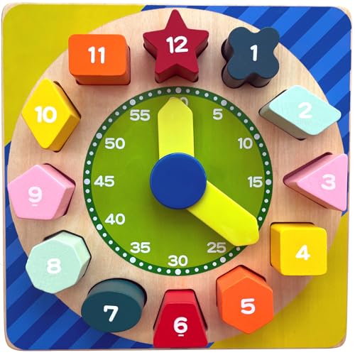 Lernuhr aus Holz Formen für Kinder | Formensortierer | Spielzeug Puzzle Unterricht Zeit Zahlen & Formen - Montessori Lerngeschenke | Kindergeburtstagsgeschenke und Holzaktivität Pädagogische Geschenke Lernuhr aus Holz Formen für Kinder | Formensortierer | Spielzeug Puzzle Unterricht Zeit Zahlen & Formen - Montessori Lerngeschenke | Kindergeburtstagsgeschenke und Holzaktivität Pädagogische Geschenke von bee SMART