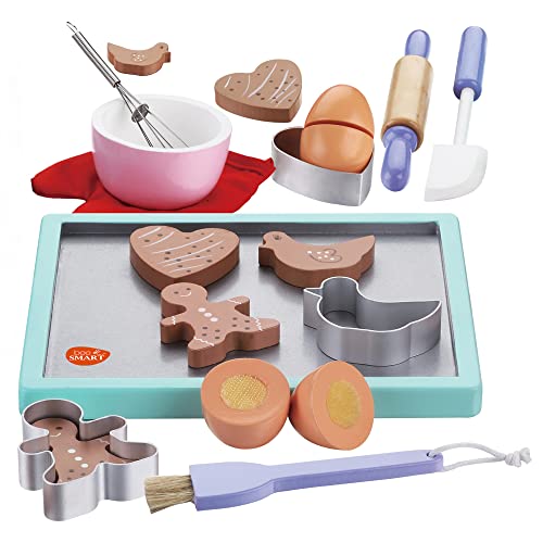Hölzerne Keks & Plätzchen Backset mit Zubehör, 20 Stücke, Kekse Spielzeug für Kleinkinder | Holzspielzeug Montessori für Kinder | Rollenspiel Holzküchen-Spielset für Jungen & Mädchen Hölzerne Keks & Plätzchen Backset mit Zubehör, 20 Stücke, Kekse Spielzeug für Kleinkinder | Holzspielzeug Montessori für Kinder | Rollenspiel Holzküchen-Spielset für Jungen & Mädchen von bee SMART