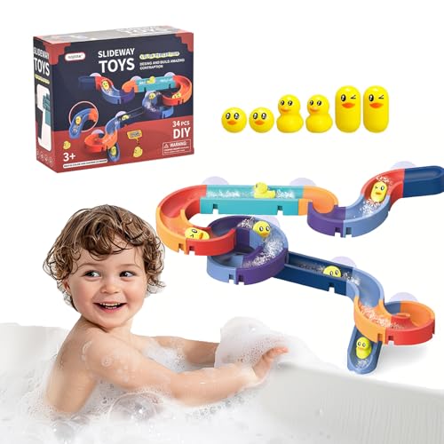 behone Badespielzeug,Badewannenspielzeug,Badespielzeug für Kinder,Badewannenspielzeug ab 3 4 5 6 Jahre,Badespielzeug mit Saugnäpfe,Wasserspielzeug Kinder,DIY Kugelbahn Badewannen Spielzeug (34) von behone