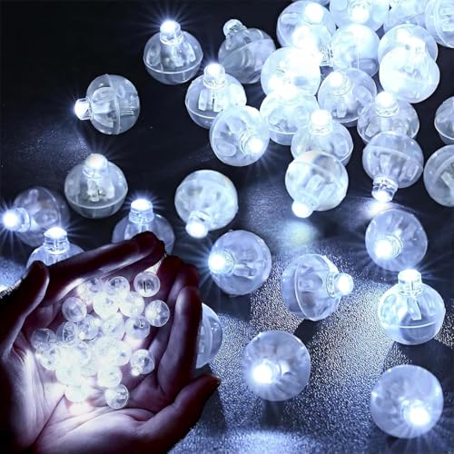 behone Ballonlichter,100 Stück led ballons,Mini led licht,Led ballonlichter,Leuchtkugeln für getränke,Led luftballons leuchtend,für Geburtstag Hochzeit Weihnachten Neujahr Karneval Dekor（Weiß） von behone