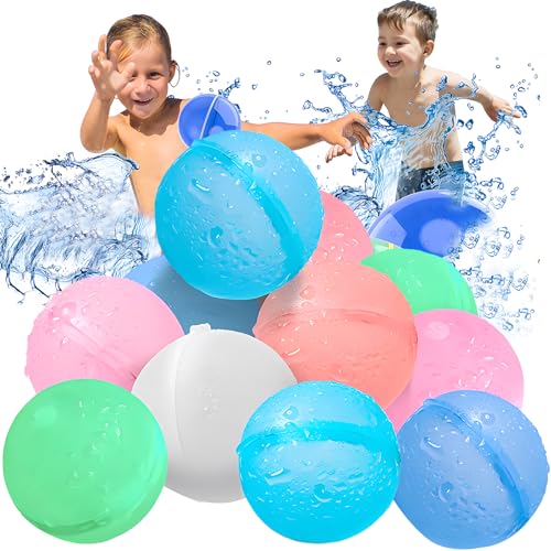 behone Wasserbomben Wiederverwendbar,12 stück Wasserballons Wiederverwendbar,Wiederverwendbare Wasserballons Silikon,für Party Wasserschlacht von behone