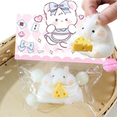 Hamster Toy with Cheese, Slow Rising Cute Hamster Squishy Toy, Super Soft Cute Hamster Decompression Toy, Stress Reliever Anxiety Toys, Squishies for Kids Teens Gift (White) von behound