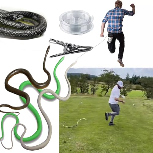 behound Snake Prank with String Clip - Snake on A String Prank That Chase People Toy, Golf Snake Prank with String and Clip, Realistic Rubber Snake Prank Pack for Adults Kids (All) von behound