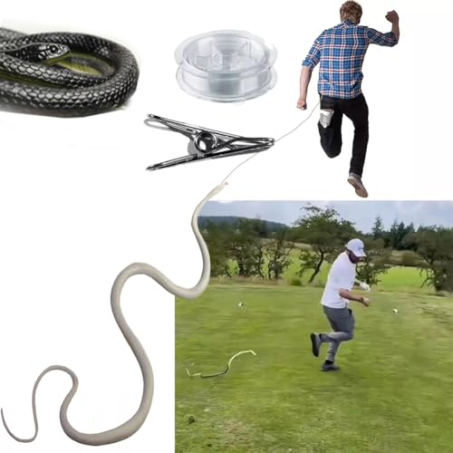 behound Snake Prank with String Clip - Snake on A String Prank That Chase People Toy, Golf Snake Prank with String and Clip, Realistic Rubber Snake Prank Pack for Adults Kids (White) von behound