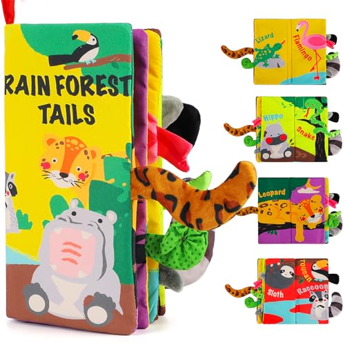 beiens Baby Spielzeug ab 0 3 6 Monate,Babybücher knisterbuch stoffbuch fühlbuch Baby bücher Quiet Book sensorik Kinderwagen Spielzeug Kette für Geschenk Junge mädchen von beiens