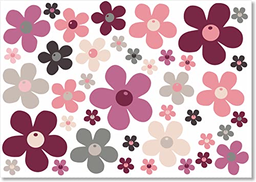 beihaasnatuerlich® 40 Blumen Aufkleber, Prilblumen, Sticker, Blumen für Küche, Bad, Auto, Koffer, Laptop, Fahrrad, Bobbycar, Roller, wasserfeste Sticker Outdoor von beihaasnatuerlich