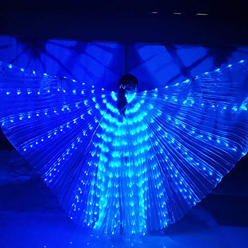 belupai LED-Bauchtanzflügel, beleuchtete Bauchtanz-Kostüme mit Teleskopstab, für Halloween-Bühnenshows, Blau von belupai