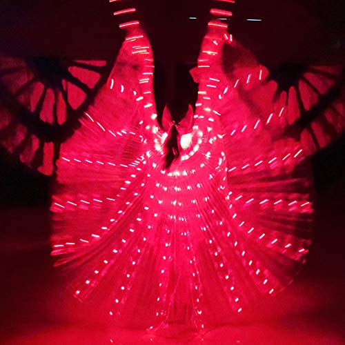 belupai LED-Bauchtanzflügel, beleuchtete Bauchtanz-Kostüme mit Teleskopstab, für Halloween-Bühnenshows (rot) von belupai