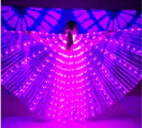 belupai LED-Bauchtanzflügel, leuchtende Bauchtanz-Kostüme mit Teleskopstab, für Halloween-Bühnenshows (Rosenrot) von belupai