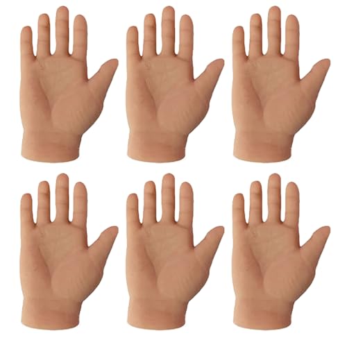 bephible Kleine Fingerpuppen, hohe Simulation, Mini-menschliche Hände, 6 Stück, lustige Mini-menschliche Hände, dehnbar, interaktives Spielzeug für Katzen von bephible