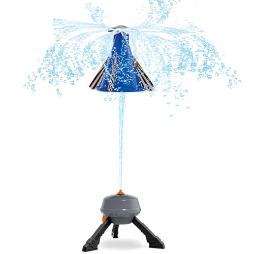 bephible Summer Water Toy Wide Spray Range Sprinkler Kids Rotary Helicopter Frog Flower Rocket Merry-go-round Outdoor Garden Backyard Lawn Squirt for Toddlers Grey von bephible