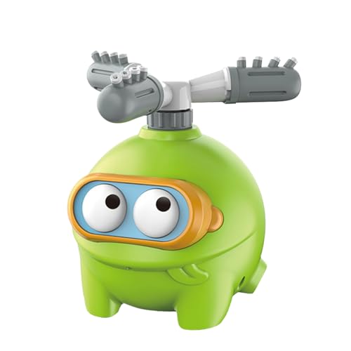 bephible Summer Water Toy Wide Spray Range Sprinkler Kids Rotary Helicopter Frog Flower Rocket Merry-go-round Outdoor Garden Backyard Lawn Squirt for Toddlers Light Green von bephible