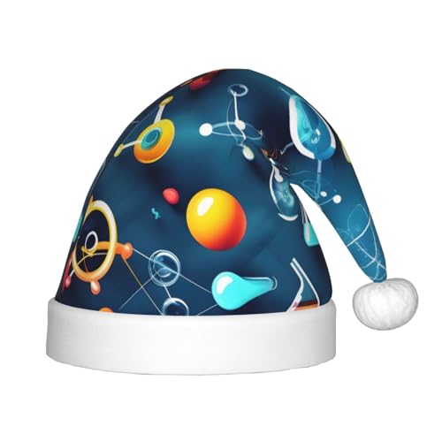 Abstrakte Wissenschaft Chemie Kinder Frohe Weihnachten Santa Hut - Lebendig bedruckte Urlaubsmütze für Kinder, Unisex Komfort von berbo