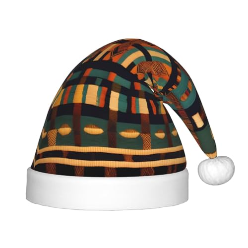 berbo Afrikanische klassische Weihnachtsmütze mit Webmuster für Kinder – Unisex Weihnachtsmannmütze, festliche Kopfbedeckung, gemütliches Samtmaterial von berbo