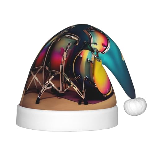 berbo Cooles Schlagzeug-Set, Weihnachtsmütze für Kinder, Unisex, Weihnachtsmannmütze, festliche Kopfbedeckung, gemütliches Samtmaterial von berbo