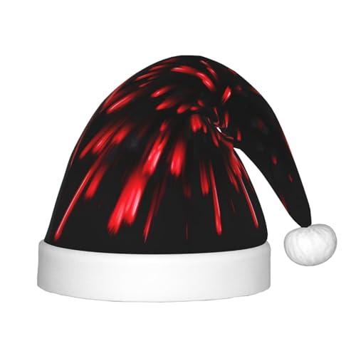 berbo Explosion Burst Weihnachtsmütze mit rotem und schwarzem Druck für Kinder – Unisex Weihnachtsmannmütze, festliche Weihnachtsfeiertagskopfbedeckung, gemütliches Samtmaterial von berbo
