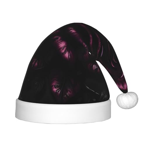 berbo Weihnachtsmütze mit Gothic-Rosendruck für Kinder – Unisex Weihnachtsmannmütze, festliche Kopfbedeckung, gemütliches Samtmaterial von berbo