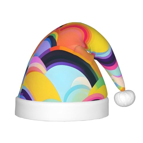 berbo Weihnachtsmütze mit Regenbogenmuster für Kinder – Unisex Weihnachtsmannmütze, festliche Kopfbedeckung, gemütliches Samtmaterial von berbo