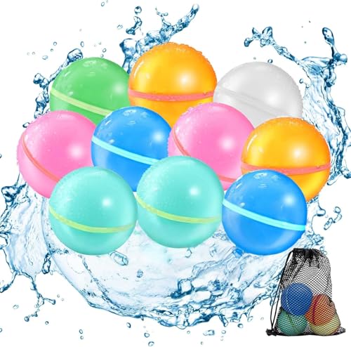 10 Stück Wiederverwendbare Wasserballons, Magnetischer Weiche Silikon-Wasserspritzkugeln, kein Aufheben nach dem Wasserkampf, Wasserball für Outdoor-Spiele und Sommerpartys 10 Stück Wiederverwendbare Wasserballons, Magnetischer Weiche Silikon-Wasserspritzkugeln, kein Aufheben nach dem Wasserkampf, Wasserball für Outdoor-Spiele und Sommerpartys von beseloa