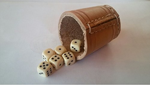 Mini Leder Würfelbecher 5 cm mit 6 Würfeln Mini Leder Würfelbecher 5 cm mit 6 Würfeln von beseloa