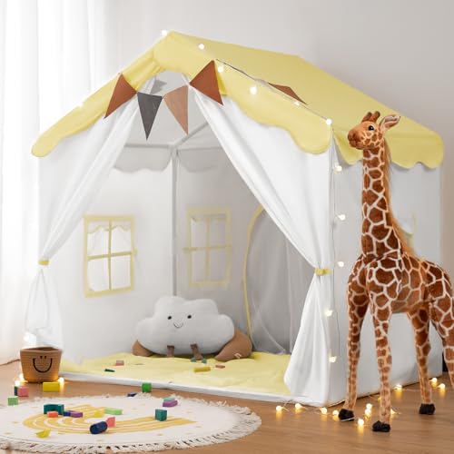 besrey 2 IN 1 Kinderzelt, Kinder Spielhaus Indoor mit Matte und Lichtern, Kinder Bettzelt,Spielzelt für Drinnen,Prinzessin Zelt, Kinderspielhaus, Kuschelecke Kinderzimmer Dekor ab 3 Jahre gelb besrey 2 IN 1 Kinderzelt, Kinder Spielhaus Indoor mit Matte und Lichtern, Kinder Bettzelt,Spielzelt für Drinnen,Prinzessin Zelt, Kinderspielhaus, Kuschelecke Kinderzimmer Dekor ab 3 Jahre gelb von besrey