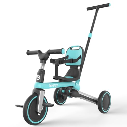 besrey Kleinkinder-Dreirad mit elterngesteuertem Schiebegriff für 1–3 Jahre alte Mädchen und Jungen, Kleinkinderfahrrad mit abnehmbaren Pedalen, faltbares Kinder-Schiebedreirad, Blau besrey Kleinkinder-Dreirad mit elterngesteuertem Schiebegriff für 1–3 Jahre alte Mädchen und Jungen, Kleinkinderfahrrad mit abnehmbaren Pedalen, faltbares Kinder-Schiebedreirad, Blau von besrey