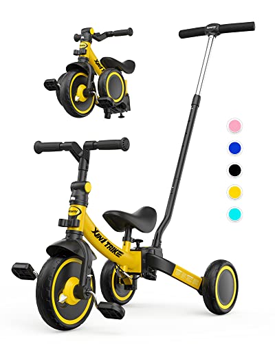 besrey 7 in 1 Kleinkind-Dreirad mit Lenkschiebegriff für 1-5 Jahre, faltbares Laufräder, Kleinkind-Fahrrad mit Radkupplung, größere Räder, abnehmbare Pedale, höhenverstellbarer Sitz,Gelb besrey 7 in 1 Kleinkind-Dreirad mit Lenkschiebegriff für 1-5 Jahre, faltbares Laufräder, Kleinkind-Fahrrad mit Radkupplung, größere Räder, abnehmbare Pedale, höhenverstellbarer Sitz,Gelb von besrey